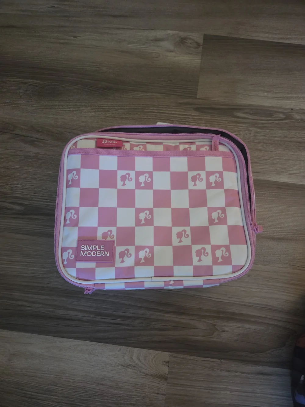 Barbie Pink Checkerboard Kids Lunch Bag